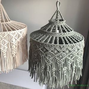 Pantalla de Lámpara Tejida a Mano 100% Algodón Estilo Bohemio, Transpirable, Simple, Multifuncional, Decoración del Hogar, Tela de Vietnam - Product Image 4