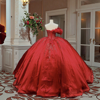 Robe de soirée de luxe vintage en satin, style robe de bal, col cœur, avec traîne longue, pour Quinceañera, motif floral