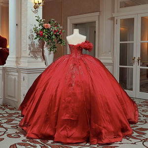 Abito <span class=keywords><strong>da</strong></span> <span class=keywords><strong>Sera</strong></span> <span class=keywords><strong>Vintage</strong></span> di Lusso in Raso con Scollatura a Cuore Vestidos De 15 Anos con Strascico Lungo fino a Terra Abito Quinceañera - Product Image 3