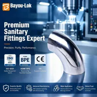 Raccord Bayou-Lok en acier inoxydable sanitaire ASME BPE316L, coude à souder à 90 degrés, poli miroir Ra0.4um, classe 3A, basse pression