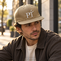 Casquette de baseball kaki à visière plate en gros avec broderie 3D en relief personnalisée et calotte structurée pour la marque de streetwear