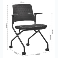 Chaise de bureau moderne en maille, pliable, design ergonomique, accoudoirs fixes, dossier solide, base coulissante empilable, usage commercial, bureau à domicile