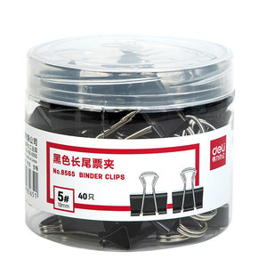 Deli Binder Clips 15 19 25 32 41 50 Mm Black Metal Long Tail Office Document Clips For Paper Files Organization - Product Image 5