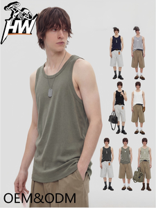 Débardeur en coton uni à col rond pour homme, 300g, sportif, respirant, résistant à l'usure, pour l'été, fabriqué en Chine - Product Image 2