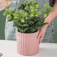 Vente en gros de petits pots d'ornement d'intérieur mats à rayures colorées personnalisés pour décoration de la maison avec bordure dorée