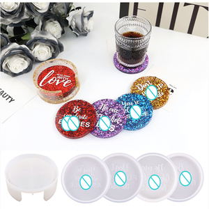 Set di sottobicchieri in alfabeto inglese fai da te all'inizio stampo in resina epossidica cattivo amico portabicchieri in Silicone stampo in resina - Product Image 2