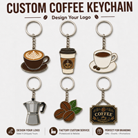 Llaveros de Café Personalizados de Alta Calidad del Fabricante, Llaveros Vintage de Café Latte, Llaveros Metálicos Promocionales para Cafeterías