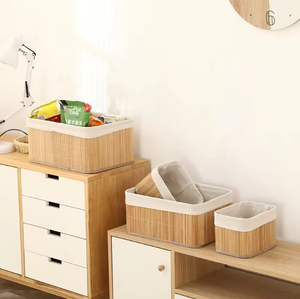 Juego de 4 Cestas de Almacenamiento Plegables de Bambú, de un Solo Nivel, Tipo Vertical, Ecológicas, Duraderas, Organizador de Ropa, Ropa de Cama, Joyería - Product Image 3