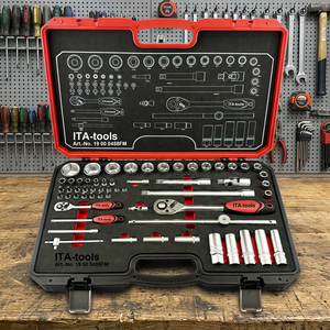 1/4"Dr. + 1/2"Dr. Metric Size 58 PCS <b>Socket</b> Wrench Set Hand Tool Set Mechanic Tool <b>Socket</b> Set Mixed Ratchet Handle - Product Image 1