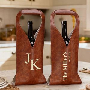 Pochette à vin personnalisée en cuir PU fait main, avec poignée, pour une bouteille, sac de transport portable, cadeaux de champagne, promotionnel - Product Image 2