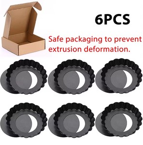 6 moules à tartelettes miniatures de 4 pouces avec fond amovible, ensemble de moules à quiche ronds antiadhésifs, moule à muffins réutilisable - Product Image 4