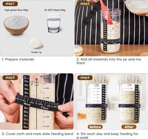 El último modelo de kit de iniciación para masa madre, cestas para masa madre con cuchilla para pan, Banneton redondo de 9 pulgadas y ovalado de 10 pulgadas, suministros para hornear pan - Product Image 2