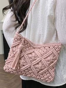 Crocheted Handmade Summer Beach Crossbody Bag Polyester Zip Fashionable Boho Shoulder <b>Purse</b> Travel Clutch - Product Image 4