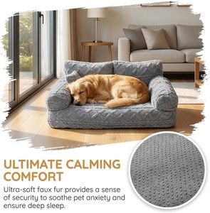 Coussin orthopédique pour chien en mousse à mémoire de forme, imperméable, de luxe, avec housse lavable, résistant aux morsures, grand lit pour chien - Product Image 2