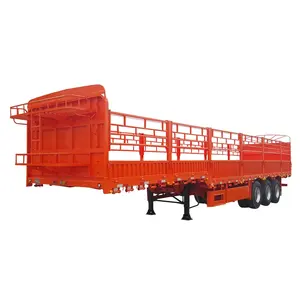 China 80 Tons 4 Axles Side Wall Semi Trailer Side Wall Height 1 M Trailer Drop Side Trailer for Sale