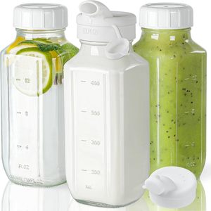 Botella de Vidrio Cuadrada de 16oz/32oz con Escala y Boquilla para Servir Leche, Jugo - Product Image 3