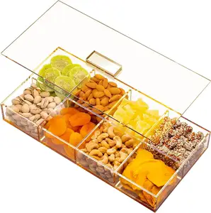 Acrylic snack gift box 8-bar appetizer tray nuts and dried fruit candy tray Vegetarian plate storage box