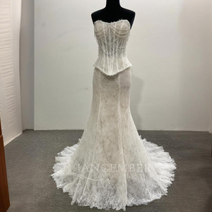 Vestido de Novia Sirena de Lujo Lsqx136 con Bordado Francés Exquisito y Encaje, Vestido de Novia Sirena con Varillas de Soporte Jancemebr - Product Image 2