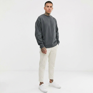 Sweat-shirts à capuche surdimensionnés pour hommes personnalisés, col rond, vintage, 100% coton, molleton lourd, sweat-shirt uni teint, hiver - Product Image 1