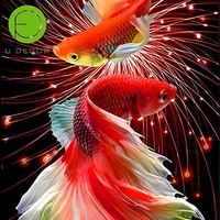 Sticker mural imprimé UV 5D UDK Poisson Betta coloré 120cm X 240cm Décoration murale moderne