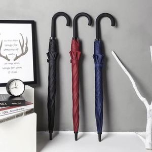 Long-handled Folding Golf <b>Umbrella</b> Curved Handle Semi-automatic Open Straight Shaft Business Gift Customizable logo Promotional - Product Image 1
