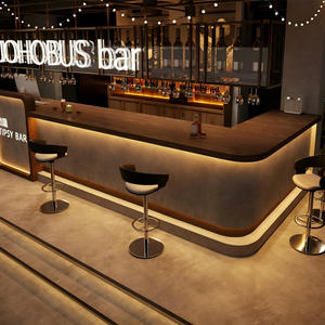 Diseño Interior Moderno de Barra de Cócteles Estilo Wabi-Sabi Industrial |   Diseño de Barra de Bar Personalizada de Microcemento, Madera y Metal para Lounge de Vinos - Product Image 4