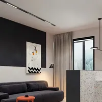 Système d'éclairage sur rail magnétique ultra-mince T5 noir, spot LED moderne encastré flexible, garantie 3 ans pour l'intérieur