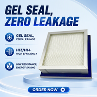 Filter HEPA Gel Seal 1220x610x292mm H14 Rangka Baja Galvanis Serat Kaca Anti Bocor Dapat Digunakan Kembali untuk Ruang Bersih Semikonduktor OEM