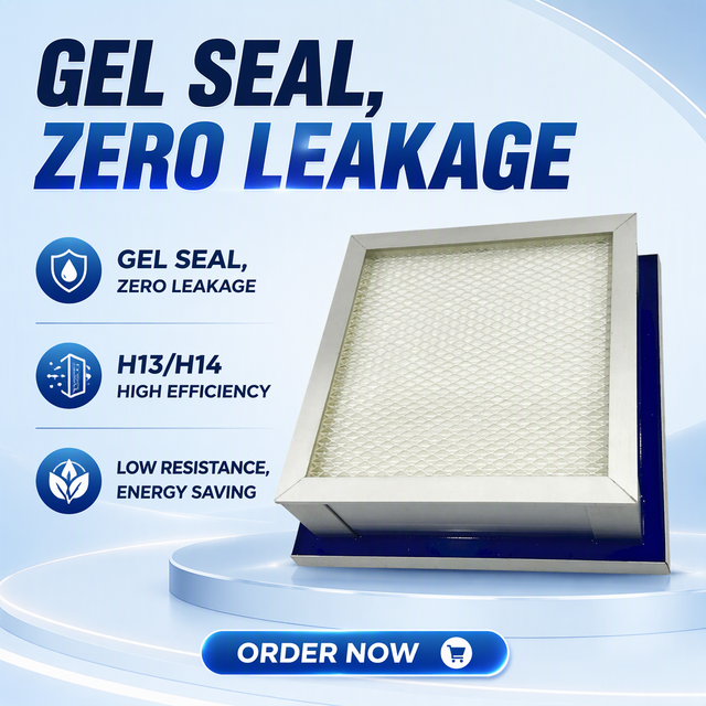 1220x610x292mm Gel Seal HEPA Filter H14 Galvanized Steel Frame Glass Fiber Leak-Proof Reusable for Semiconductor Cleanroom OEM