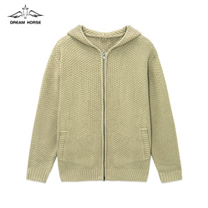 AiNear 도매 사용자 정의 로고 디자인 Oem & Odm 겨울 긴 소매 단색 남성 양털 모직 니트 후드 가디건 스웨터 - Product Image 1