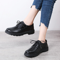 Chaussures Oxford en cuir PU verni pour femmes, taille 35-40, à lacets, plateforme, semelle épaisse, talon épais, style preppy, chaussures habillées pour uniforme scolaire