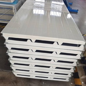 Xây dựng ven biển thép tấm lợp chống cháy Polyurethane bánh sandwich với đá len PIR kính len EPS tấm lợp - Product Image 3