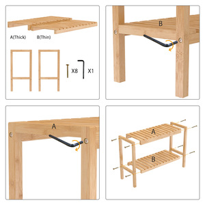 Solid Wood Shoe <b>Bench</b> With Storage Shelf Minimalist Design For Entryway Adults And Elderly 60x26x53 Cm Bamboo Color - Product Image 4