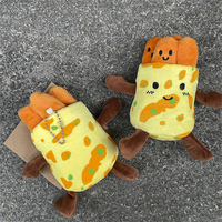 Porte-clés en peluche de noix de coco personnalisé en gros, en coton PP, doux, mignon, amusant, design de gâteau d'anniversaire, fête