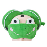 Pliable ronde fermeture éclair Animal sieste repos voyage dessin animé masque pour les yeux 2 en 1 Portable cou oreiller avec couvre-yeux