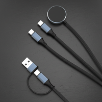 Nuevo Cable 3 en 1 para Teléfono Móvil, Cable de Datos Flexible Tipo-C de Carga Rápida con Cargador Magnético Inalámbrico para Reloj