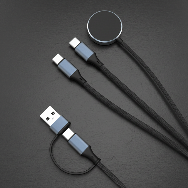 Newest 3 in 1 Mobile Phone Cable Flexible Type-C Fast Charging Data Cord with Wireless Magnetic Charger Watch