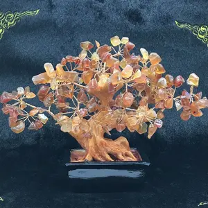 Mã Não Tự Nhiên Đá Tree Citrine Cây May Mắn Cuộc Sống Trang Trí Nội Thất Tinh Thể Đá Cây