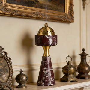 Bruciatore di Bakhoor in Travertino Naturale, Incensiere Arabo Mubkhar per Decorazione Casa e Hotel - Product Image 3