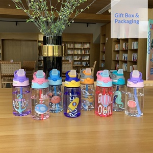 Gobelet d'eau en plastique personnalisé, motif dessin animé, avec paille, pour enfants, été, haute valeur esthétique, pour étudiants, vente en gros - Product Image 2