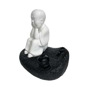 Escultura de resina de monje <span class=keywords><strong>Zen</strong></span>, figura de meditación, decoración nórdica minimalista pintada a mano, soporte para incienso, adorno para sala de estar - Product Image 5