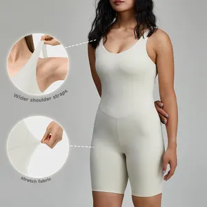 Macacão Luckpanther para mulheres, macacão de controle de barriga de cor sólida, com alças largas e alta elasticidade, fitness para uso ativo
