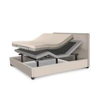 Lit Moderne Électrique Réglable en Cuir, Taille King Size, avec Rangement, Design Pliable, Fonction Massage, Confortable