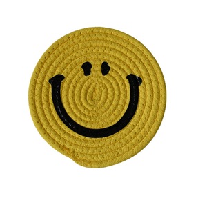 Posavasos de estilo japonés, tapetes aislantes del calor, hilo de algodón, cara sonriente, tapetes tejidos a mano de ratán y paja, sencillos - Product Image 5