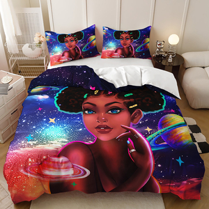 Modern Fashion 3D Purple <strong>Bedding</strong> Set <strong>Personalised</strong> Black Girl Four Seasons Duvet Cover - Product Image 5