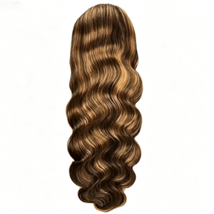 13x4 HD Transparent Lace Front Human Hair <b>Wig</b> Red Brown Body Wave 1 Piece Pre Plucked Can Be Dyed - Product Image 1