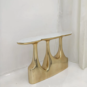 <span class=keywords><strong>Mesa</strong></span> <span class=keywords><strong>Consola</strong></span> Moderna de Lujo en Mármol y Fibra de Vidrio con Almacenamiento y Funciones Extensibles para Entrada de Villa y Espacios de Alta Gama - Product Image 6