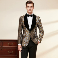 Blazer de costume italien à simple boutonnage pour homme, style jacquard léopard, coupe ajustée, pour mariage ou cérémonie