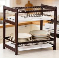 Escurridor de Platos Moderno de 2 Niveles, Metálico, Ecológico, Multifuncional, Mueble para el Hogar
