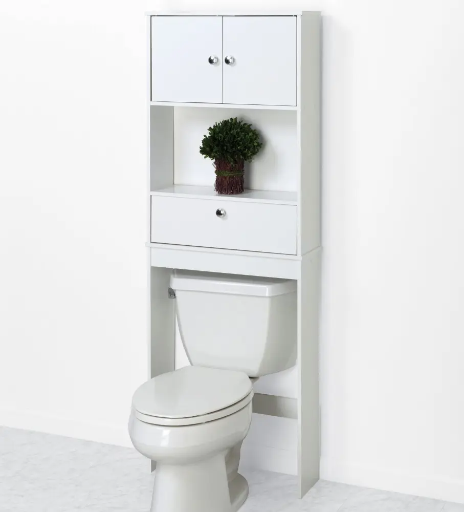 Reino Unido estilo baño blanco sobre el inodoro ahorrador de espacio gabinete de almacenamiento